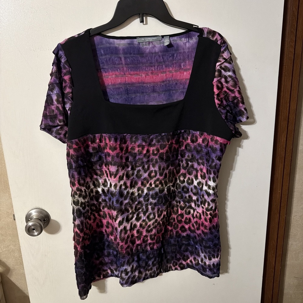 NY Collection Woman Slip Over Short Sleeve Ruffle Size 2X